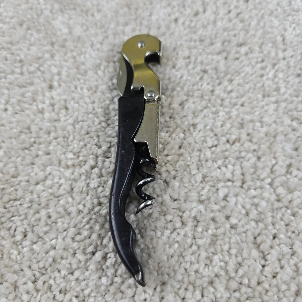 Pulltap's Wine Opener Black Silver‎ Double Hinge Waiters Corkscrew Bottle Opener